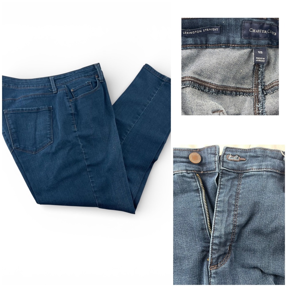 Charter Club Lexington Straight Jeans Dark Wash Women Size 12S